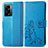 Leather Case Stands Flip Flowers Cover Holder for OnePlus Nord N300 5G Blue