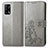 Leather Case Stands Flip Flowers Cover Holder for Oppo F19 Gray