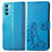 Leather Case Stands Flip Flowers Cover Holder for Oppo K9 Pro 5G Blue
