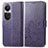 Leather Case Stands Flip Flowers Cover Holder for Oppo Reno10 Pro 5G Purple