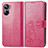 Leather Case Stands Flip Flowers Cover Holder for Realme 10 Pro 5G Hot Pink