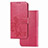 Leather Case Stands Flip Flowers Cover Holder for Realme 7i RMX2193 Hot Pink