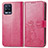 Leather Case Stands Flip Flowers Cover Holder for Realme 8 4G Hot Pink