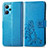 Leather Case Stands Flip Flowers Cover Holder for Realme 9 4G Blue