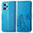 Leather Case Stands Flip Flowers Cover Holder for Realme 9 5G Blue