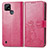 Leather Case Stands Flip Flowers Cover Holder for Realme C25Y India Hot Pink