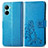 Leather Case Stands Flip Flowers Cover Holder for Realme C33 Blue