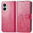 Leather Case Stands Flip Flowers Cover Holder for Realme C33 Hot Pink