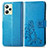 Leather Case Stands Flip Flowers Cover Holder for Realme C35 Blue