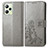 Leather Case Stands Flip Flowers Cover Holder for Realme C35 Gray