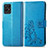 Leather Case Stands Flip Flowers Cover Holder for Realme Narzo 50 4G Blue