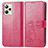 Leather Case Stands Flip Flowers Cover Holder for Realme Narzo 50A Prime Hot Pink