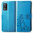 Leather Case Stands Flip Flowers Cover Holder for Realme Q3 5G Blue