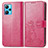 Leather Case Stands Flip Flowers Cover Holder for Realme Q5 5G Hot Pink