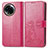 Leather Case Stands Flip Flowers Cover Holder for Realme V50 5G Hot Pink