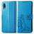 Leather Case Stands Flip Flowers Cover Holder for Samsung Galaxy A02 Blue