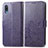 Leather Case Stands Flip Flowers Cover Holder for Samsung Galaxy A02 Purple