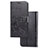 Leather Case Stands Flip Flowers Cover Holder for Samsung Galaxy A02s Black