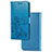 Leather Case Stands Flip Flowers Cover Holder for Samsung Galaxy A02s Blue