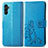 Leather Case Stands Flip Flowers Cover Holder for Samsung Galaxy A04s Blue