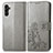 Leather Case Stands Flip Flowers Cover Holder for Samsung Galaxy A04s Gray