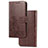 Leather Case Stands Flip Flowers Cover Holder for Samsung Galaxy A11 Brown