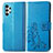 Leather Case Stands Flip Flowers Cover Holder for Samsung Galaxy A13 4G Blue