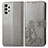Leather Case Stands Flip Flowers Cover Holder for Samsung Galaxy A13 4G Gray