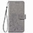 Leather Case Stands Flip Flowers Cover Holder for Samsung Galaxy A22 4G Gray