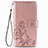 Leather Case Stands Flip Flowers Cover Holder for Samsung Galaxy A22 4G Pink