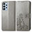 Leather Case Stands Flip Flowers Cover Holder for Samsung Galaxy A23 4G Gray