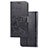 Leather Case Stands Flip Flowers Cover Holder for Samsung Galaxy A51 5G Black