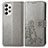Leather Case Stands Flip Flowers Cover Holder for Samsung Galaxy A53 5G Gray