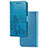 Leather Case Stands Flip Flowers Cover Holder for Samsung Galaxy A72 4G Blue