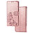 Leather Case Stands Flip Flowers Cover Holder for Samsung Galaxy A72 5G Pink