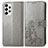 Leather Case Stands Flip Flowers Cover Holder for Samsung Galaxy A73 5G Gray