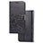 Leather Case Stands Flip Flowers Cover Holder for Samsung Galaxy A91 Black