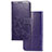 Leather Case Stands Flip Flowers Cover Holder for Samsung Galaxy F02S SM-E025F Purple