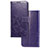 Leather Case Stands Flip Flowers Cover Holder for Samsung Galaxy F41 Purple