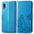 Leather Case Stands Flip Flowers Cover Holder for Samsung Galaxy M02 Blue