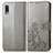 Leather Case Stands Flip Flowers Cover Holder for Samsung Galaxy M02 Gray