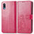 Leather Case Stands Flip Flowers Cover Holder for Samsung Galaxy M02 Red