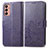 Leather Case Stands Flip Flowers Cover Holder for Samsung Galaxy M13 4G Purple