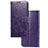 Leather Case Stands Flip Flowers Cover Holder for Samsung Galaxy M40S Purple