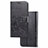 Leather Case Stands Flip Flowers Cover Holder for Samsung Galaxy M60s Black