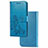 Leather Case Stands Flip Flowers Cover Holder for Samsung Galaxy M60s Blue
