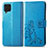 Leather Case Stands Flip Flowers Cover Holder for Samsung Galaxy M62 4G Blue