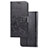 Leather Case Stands Flip Flowers Cover Holder for Samsung Galaxy M80S Black