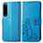 Leather Case Stands Flip Flowers Cover Holder for Sony Xperia 1 IV Blue