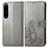 Leather Case Stands Flip Flowers Cover Holder for Sony Xperia 1 IV Gray